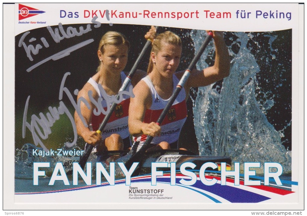 Original Kanu Autograph Card FANNY FISCHER Germany - Aviron