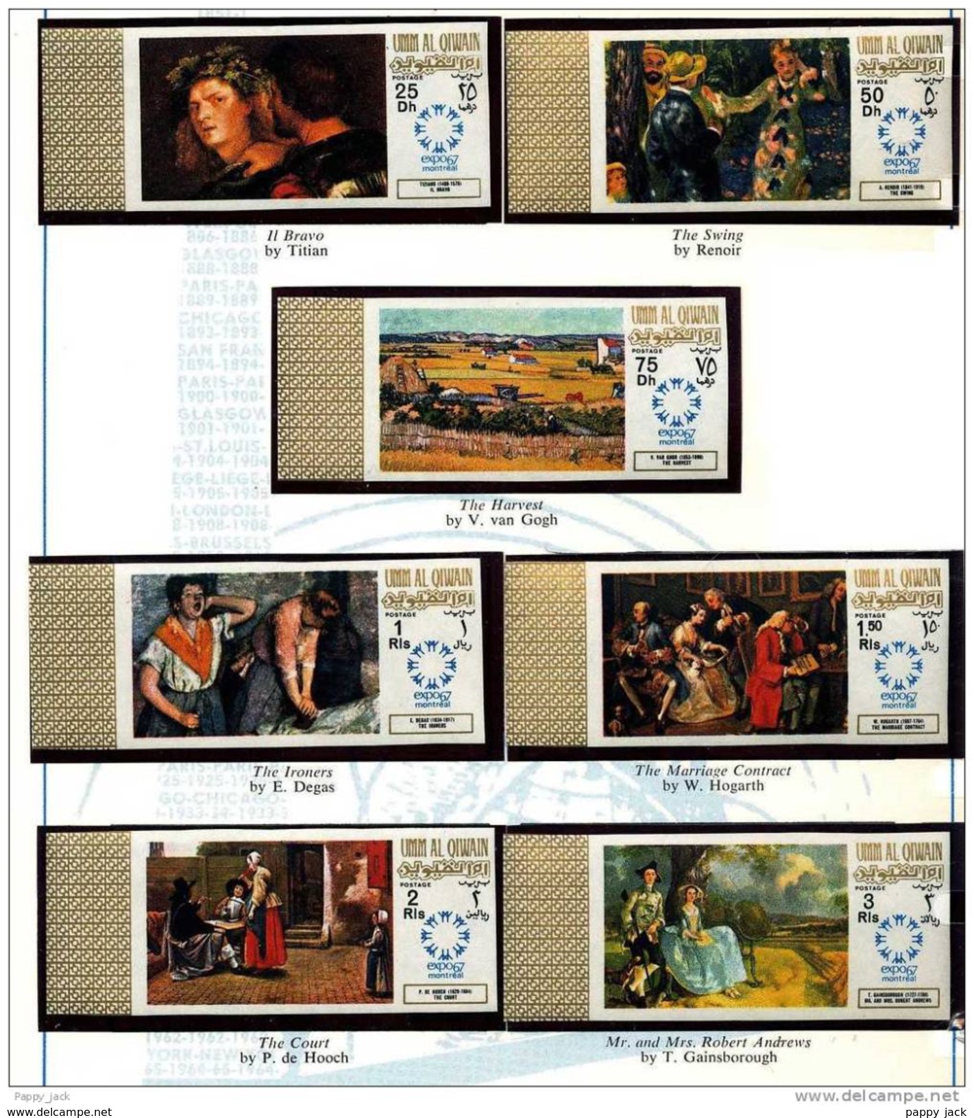 ART UMM AL QIWAIN Famous World Paintings  World Fair Expo 67 IMPERF  Wide Margin MNH - 1967 – Montreal (Canada)