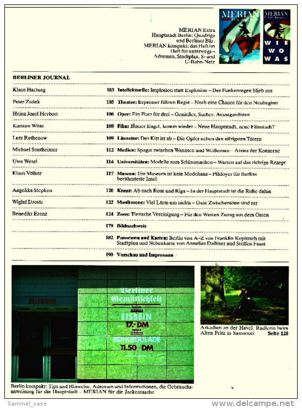 Merian Extra - Hauptstadt Berlin , Viele Bilder 1990  -  Das Schloß Soll Wieder Her - Der Osten Vor Der Tür - Travel & Entertainment