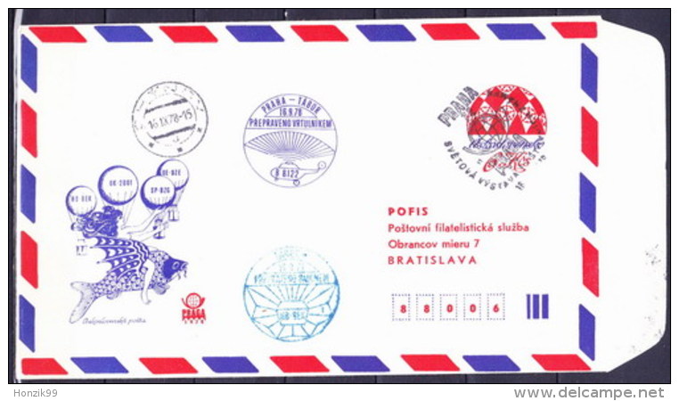 Tchécoslovaquie 1978, Envelope COB 56 B), Obliteré L´adresse Pofis Bratislava, Cachet Chýnov - Sobres