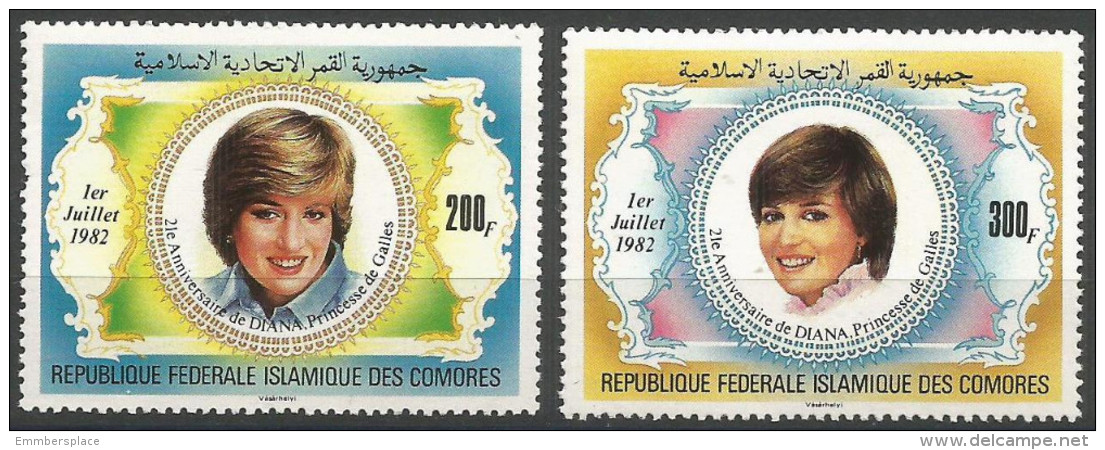 Comoros - 1982 Princess Diana 25th Birthday Set Of 2 MNH **   SG 482-3  Sc 546-7 - Comoros