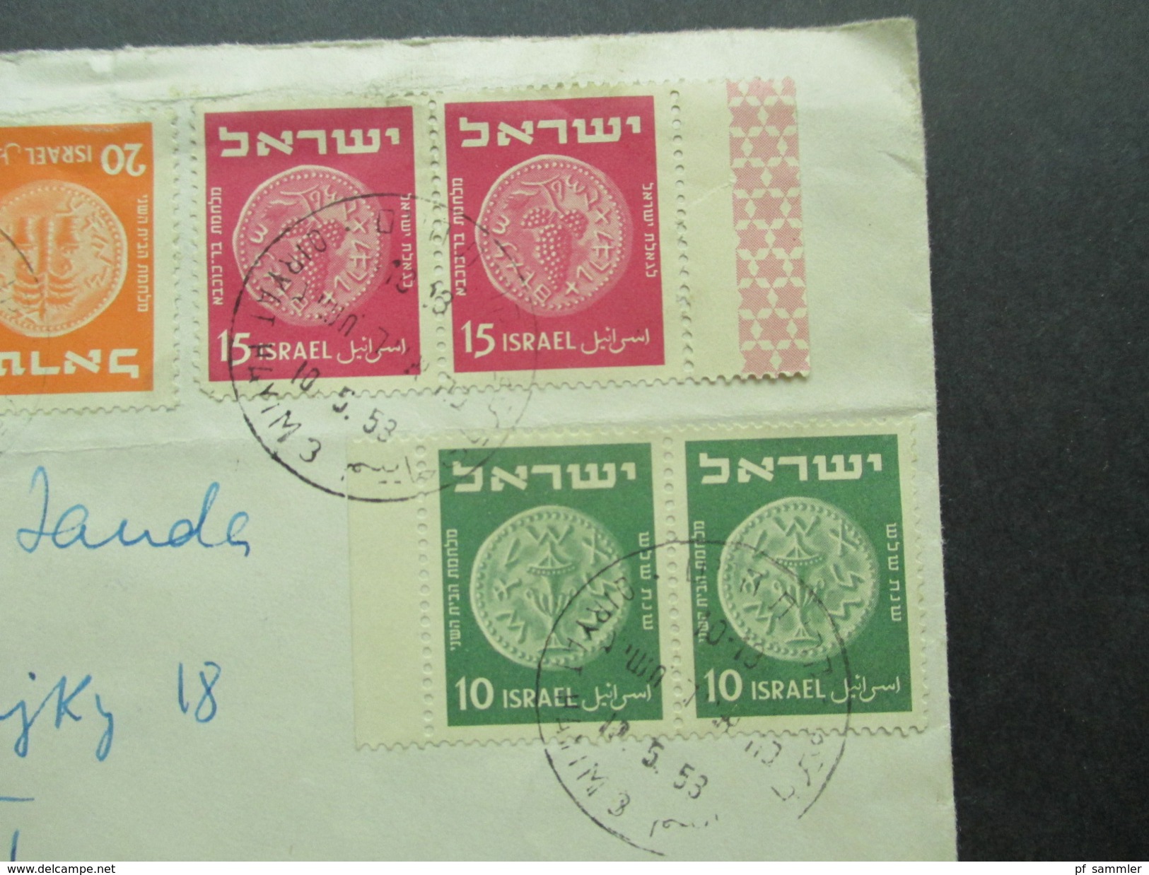 Israel / Holy Land 1940/50er Belegeposten 31 Stück! Judaika / Randstücke / Tab / FDC / Luftpost / Bogennummern usw.