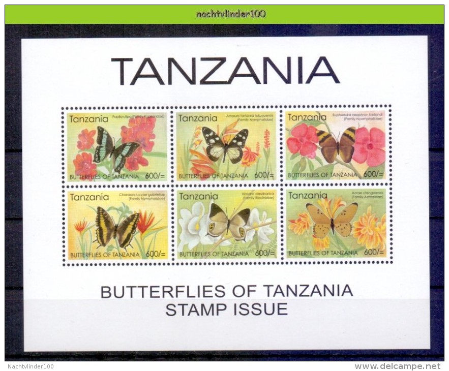 Mww107 FAUNA VLINDERS BUTTERFLIES SCHMETTERLINGE MARIPOSAS PAPILLONS TANZANIA 2005 PF/MNH - Vlinders