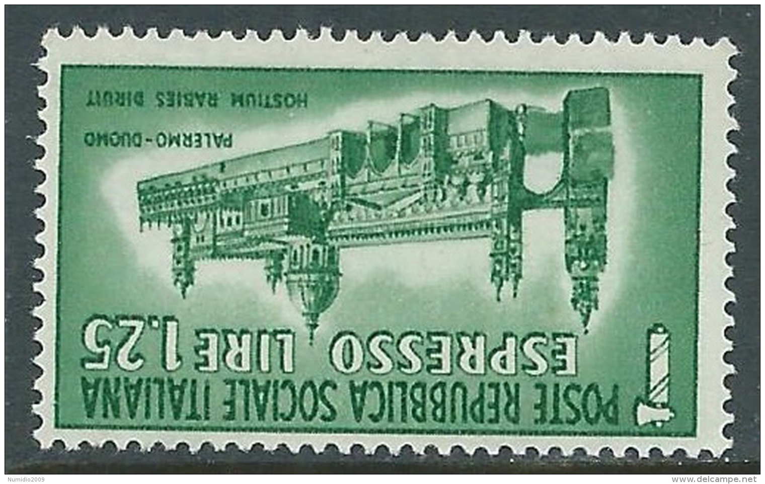 1944 RSI ESPRESSO DUOMO DI PALERMO 1,25 LIRE MH * - CZ39-2 - Posta Espresso