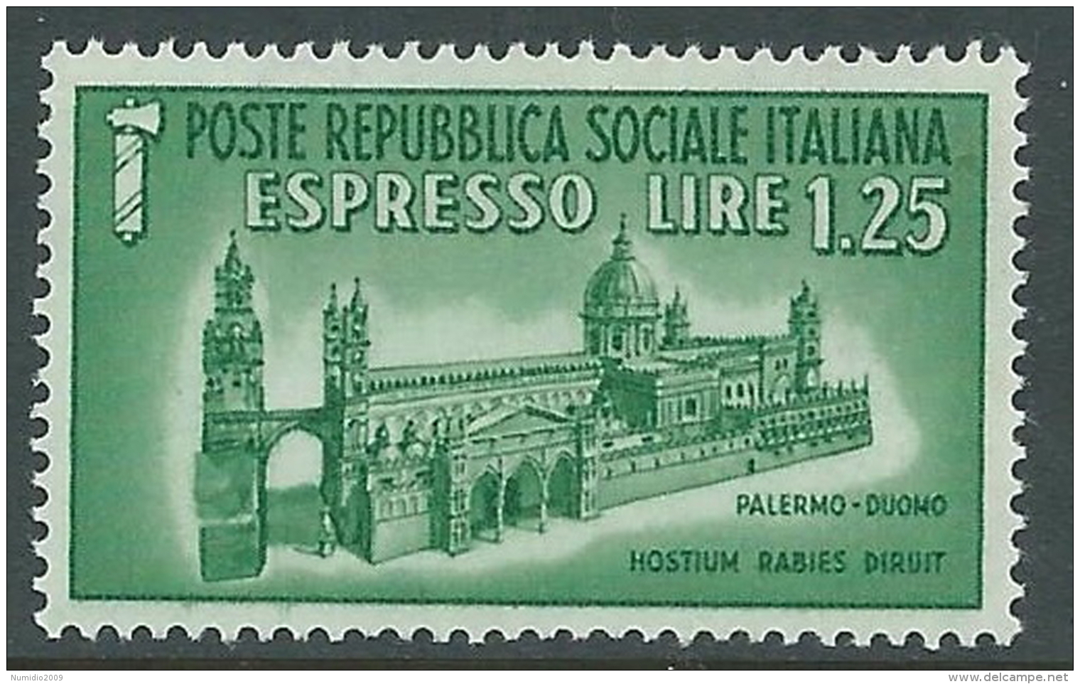 1944 RSI ESPRESSO DUOMO DI PALERMO 1,25 LIRE MNH ** - CZ39-5 - Posta Espresso