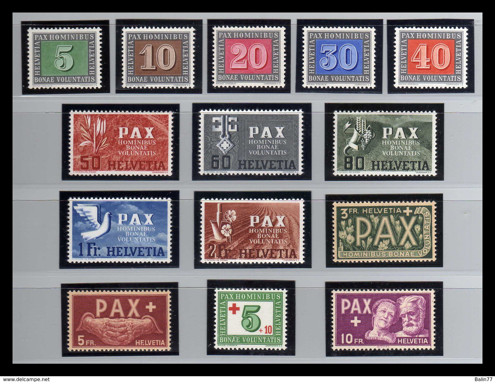 1945 - Suiza - Sc. 293 / 305 ** + B 145 ** - MNH - Valor Catalogo 575 € - SU- 114 - Neufs