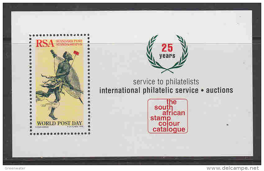 South Africa 1975 World Post Day / The South African Stamp Colour Catalogue M/s ** Mnh (20923A) - Blokken & Velletjes