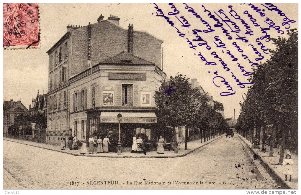 DPT 95 ARGENTEUIL La Rue Nationale Et L'Avenue De La Gare - Argenteuil