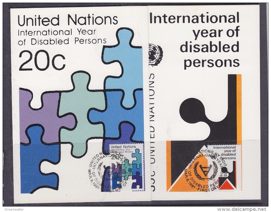 United Nations New York 1981 International Year Of Disabled Persons 2v 2  Maxicards (33151) - Tarjetas – Máxima