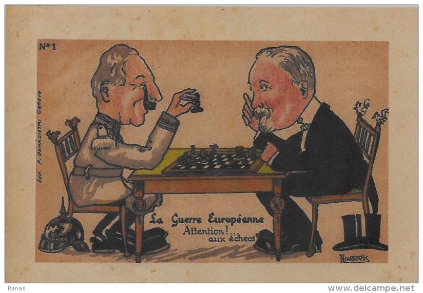 Gravure échecs Chess Kaiser Poincaré Allemagne Germany Guerre De 14-18 Format 20,5 X 14,5 NINOUVIS - Affiches