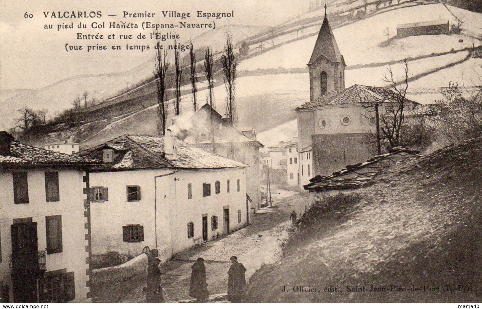 CPA - VALCARLOS - ENTREE ET RUE DE L'EGLISE - VUE PRISE EN TEMPS DE NEIGE - Navarra (Pamplona)