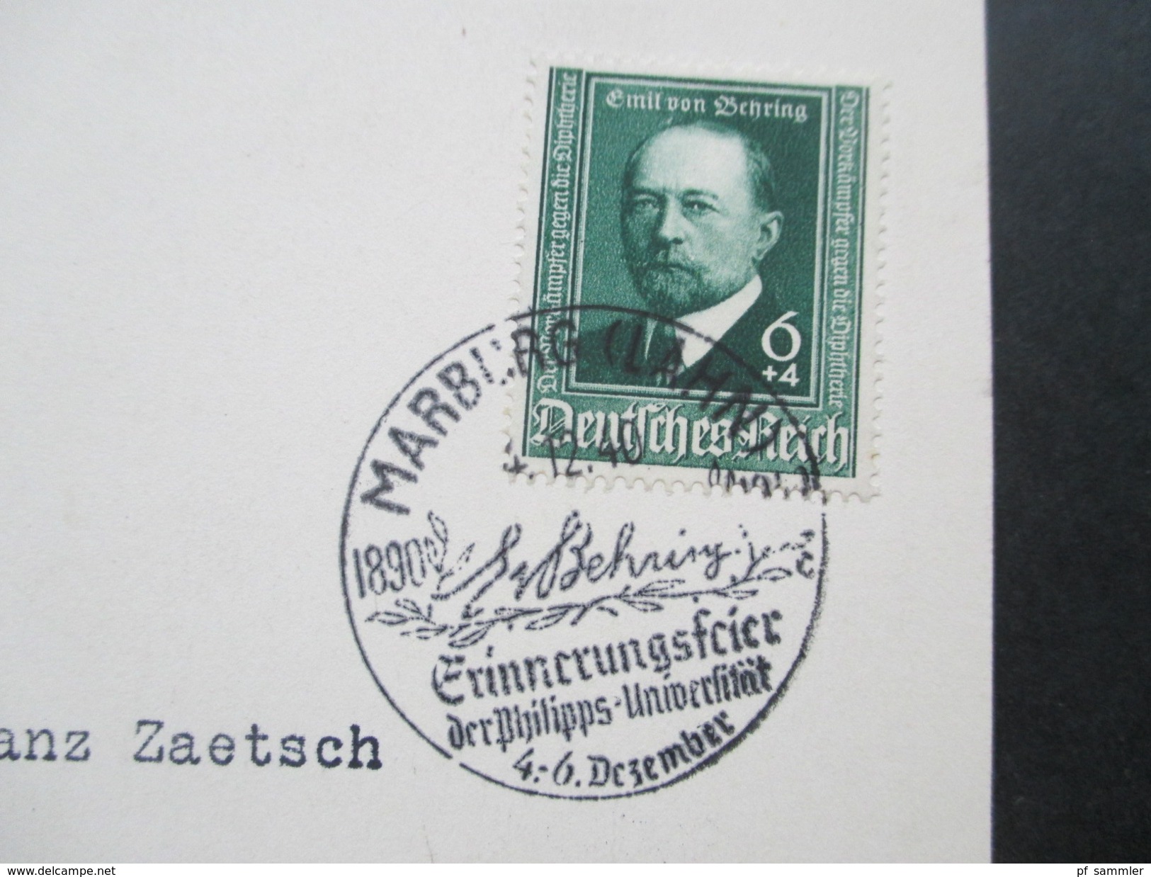 Deutsches Reich 1940 Michel Nr. 760 Emil Von Behring. Sonderstempel. Bildpostkarte - Briefe U. Dokumente