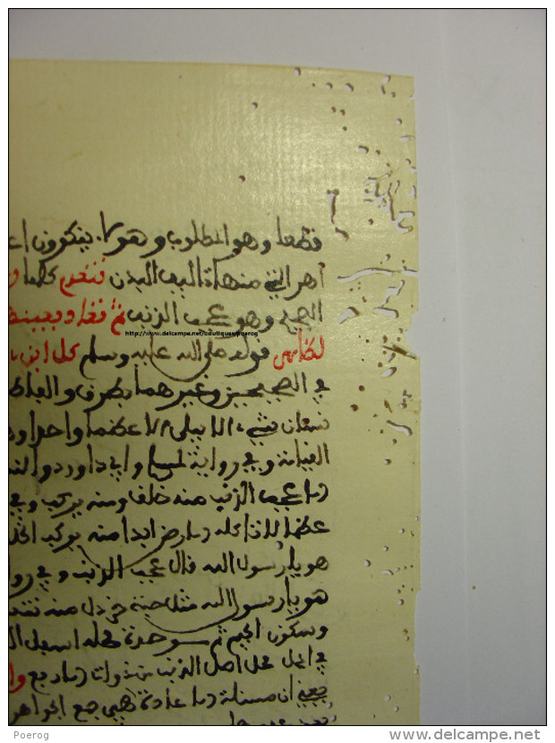 MANUSCRIT EN ARABE EN ROUGE ET NOIR - FEUILLET 2 FEUILLES RECTO VERSO - FIN XIX° DEBUT XX° - CIRCA 1900 - Manuscripts