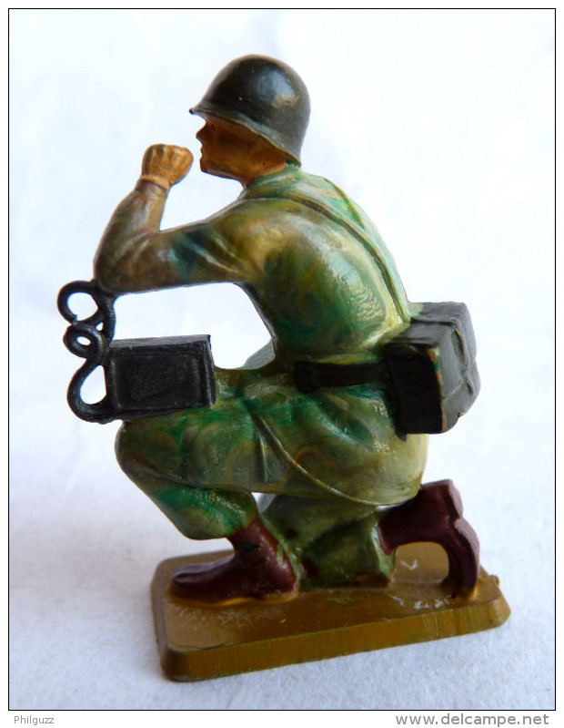 SOLDAT FIGURINE FIG STARLUX 1966 PARA CASQUE Téléphoniste P2  ARMEE MODERNE Terrasse Jaune (2) - Starlux