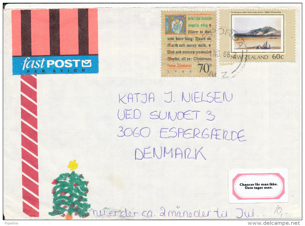 New Zealand Cover Sent Air Mail To Denmark 1-11-1988 - Covers & Documents