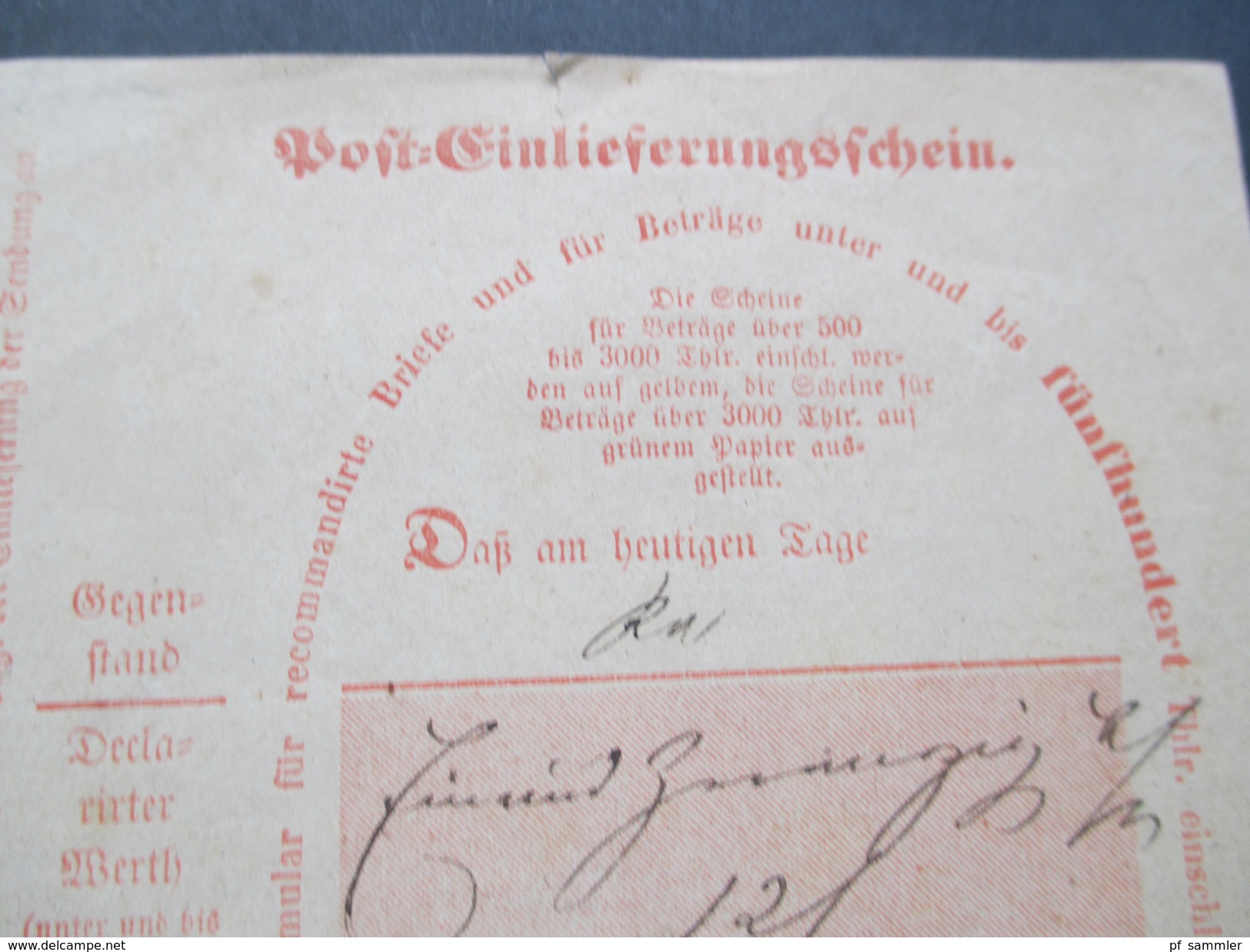 Altdeutschland / Deutsches Reich 1869 Und 1873 Post Einlieferungsschein 2 Stück. Osterode (Harz) - Briefe U. Dokumente