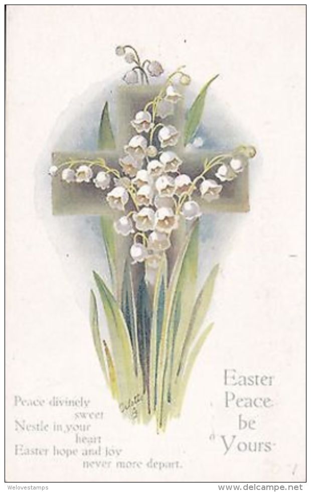 EASTER PEACE BE YOURS - CROSS - OILETTE BY TUCK - FLORAL CROSSES 920 - Other & Unclassified