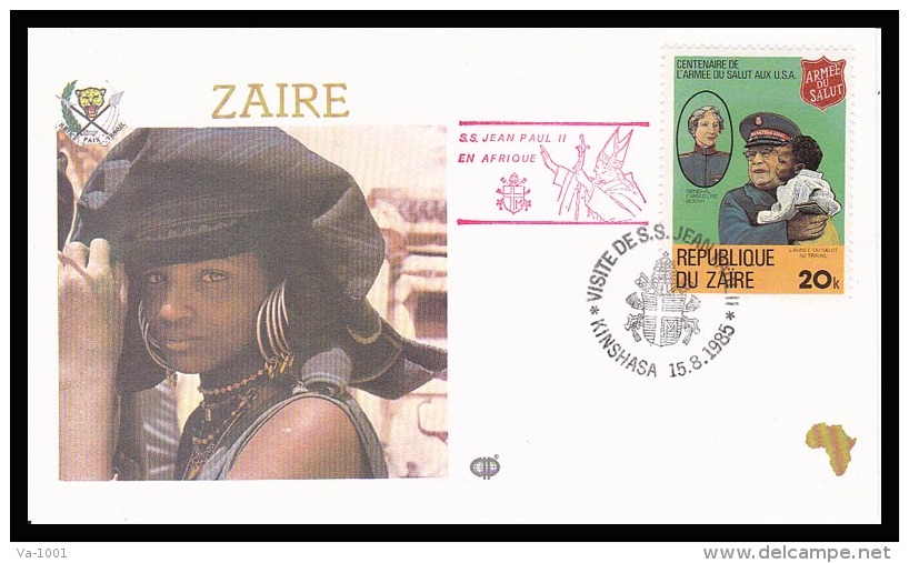 ZAIRE 1985 - Pope Jean Paul II Visit With Salvation Army Stamp - Nice Cover! - Oblitérés