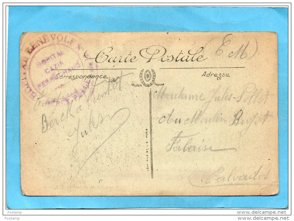 Marcophilie-14-18-Service Santé- Cachet Hopital Bénévole N°27-Hopital Cazin Perrochaud- Cpa Animée Berck - Guerre De 1914-18