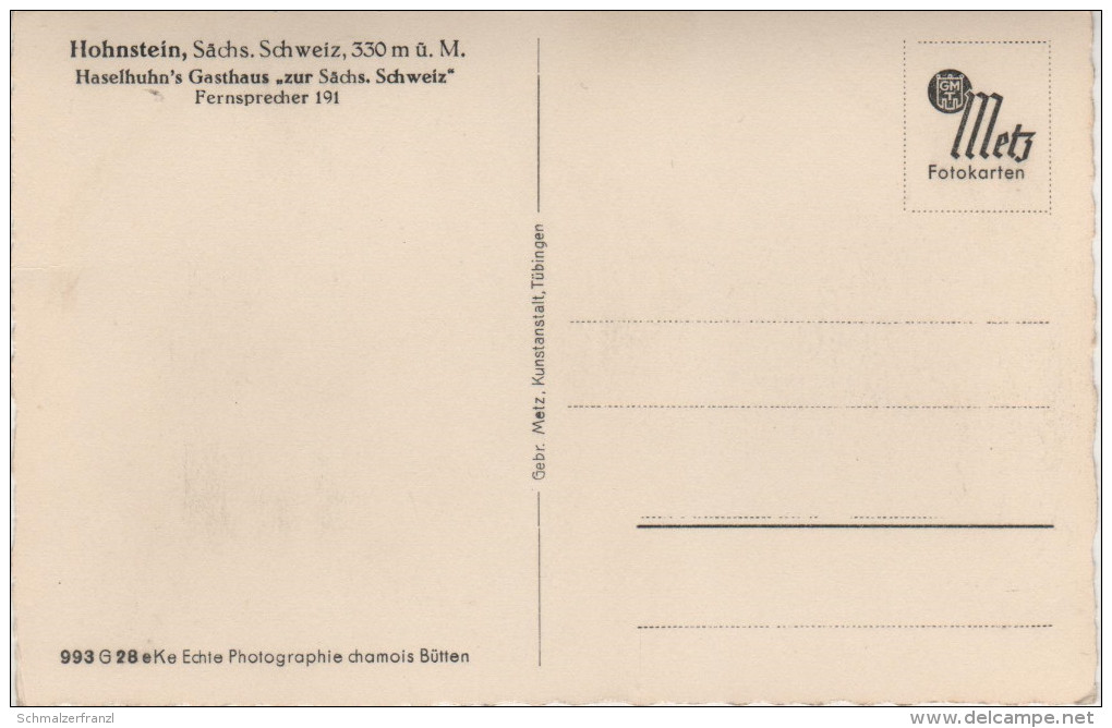 AK Hohnstein Haselhuhn 's Gasthof Sächsische Schweiz Bei Rathewalde Rathen Heeselicht Waltersdorf Ehrenberg Waitzdorf - Hohnstein (Saechs. Schweiz)