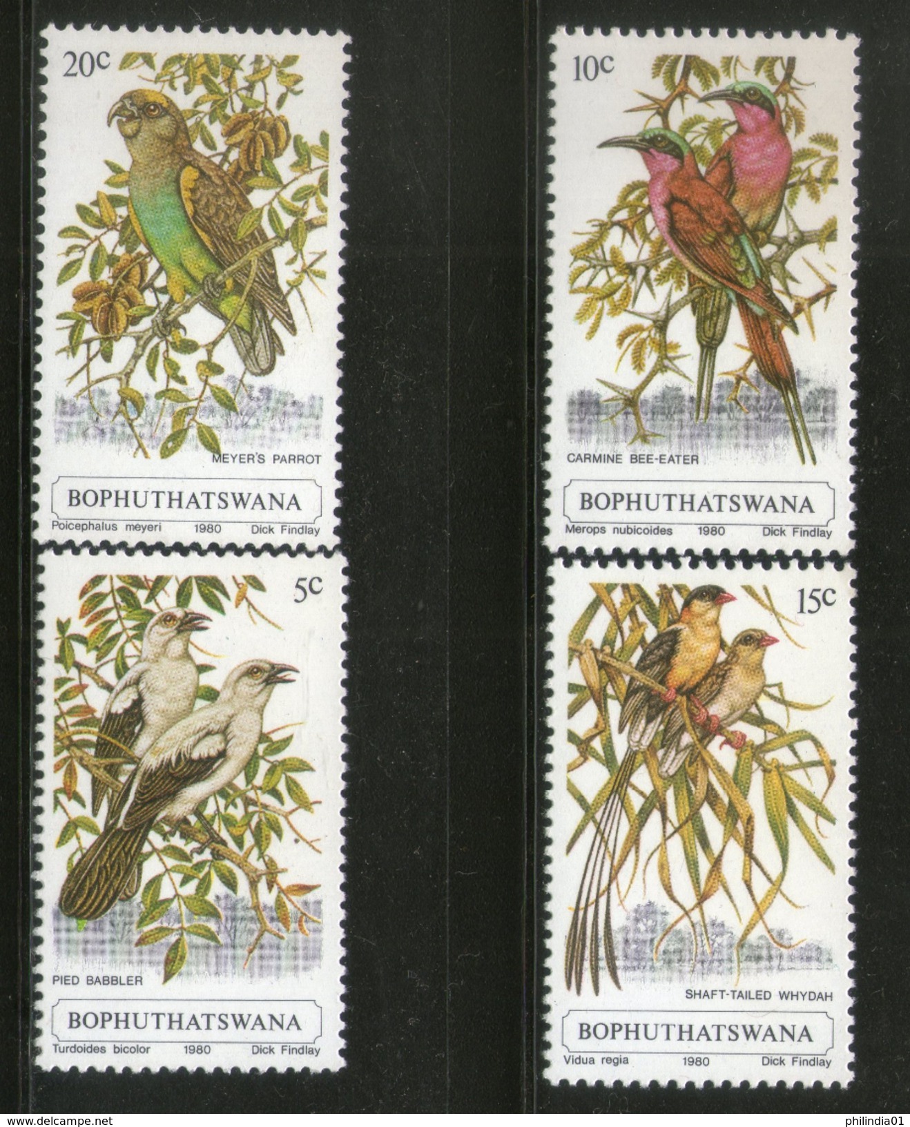 Bophuthatswana 1980 Birds Babbler Parrot Whydah Wildlife Fauna Sc 60-3 MNH # 1428 - Parrots