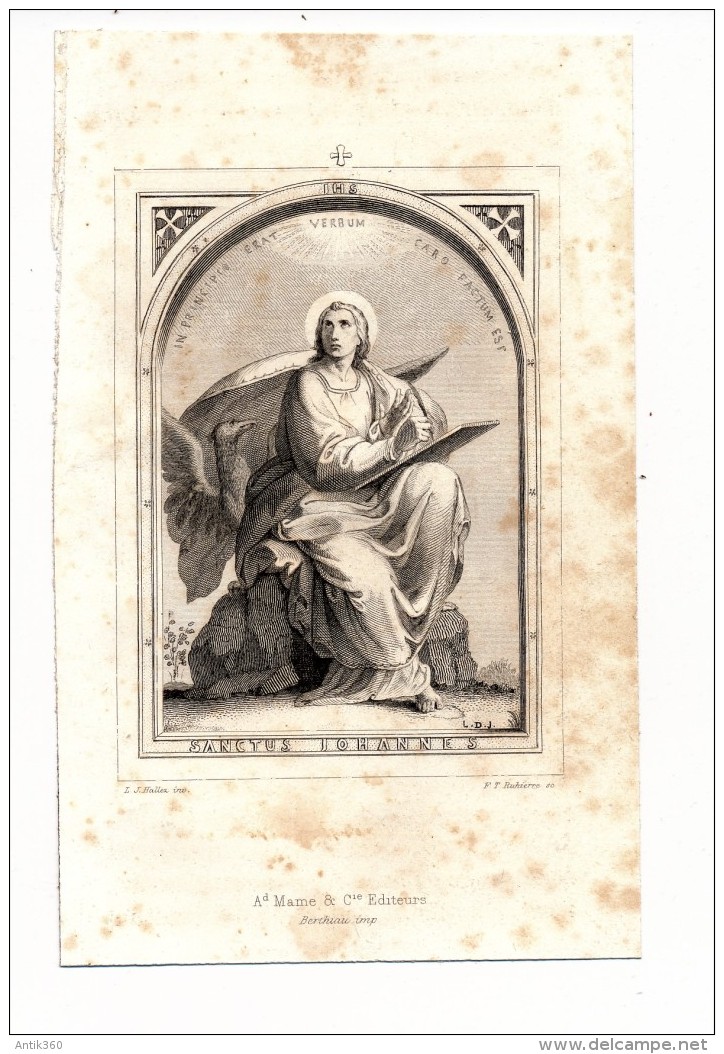 Image Pieuse XIXème Gravure Sanctus Johannes Saint Johan Ou Yohann - Images Religieuses