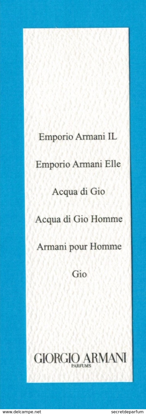 Cartes Parfumées Carte    GIORGIO ARMANI GAMME - Modern (from 1961)