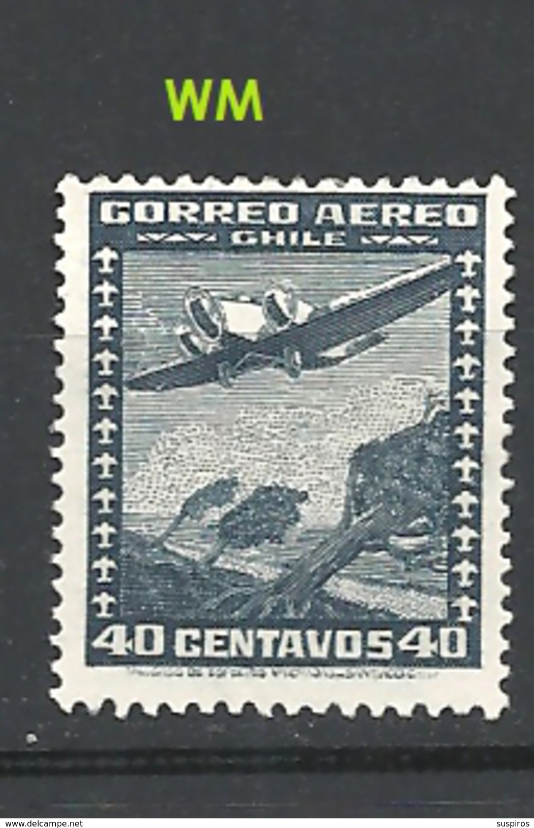 CHILE 1934 -1952 Airmail - Local Motives AIRPLAINS WITH WM USED - Chile