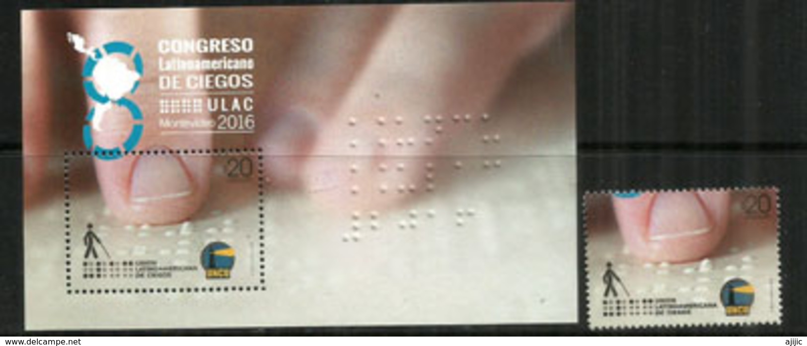 Institut Des Aveugles De L'Uruguay, Un Bloc-feuillet (braille) + Timbre Neufs **, Année 2016 - Medicina