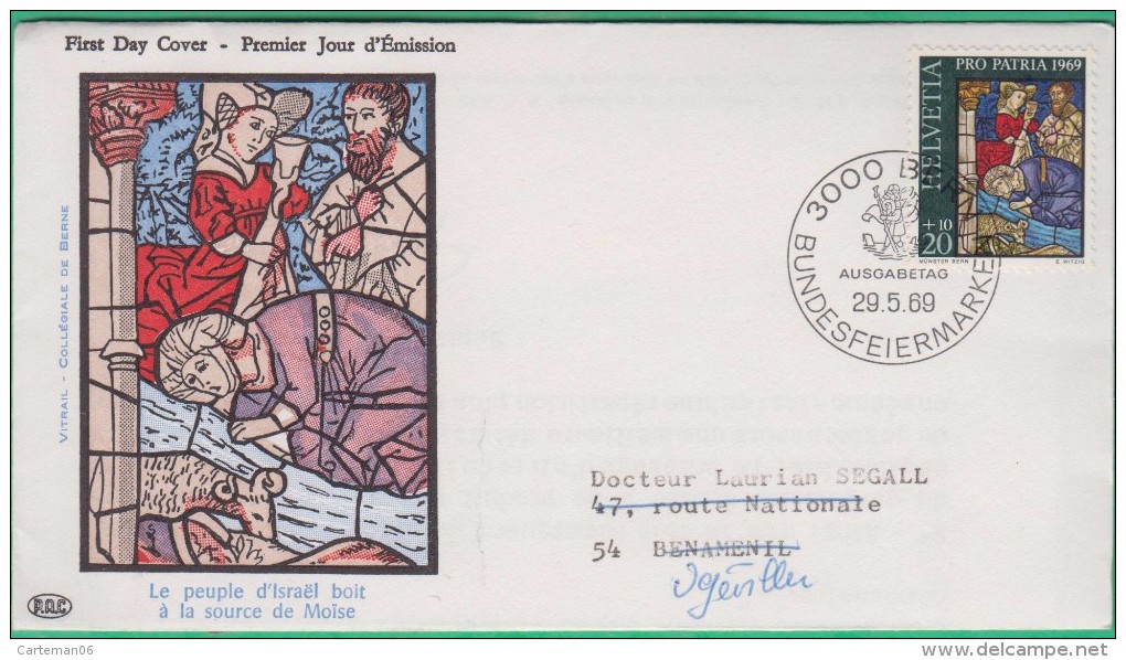 FDC Suisse -  Premier Jour - 1969 - Pro Patria - Le Peuple D'Israël Boit à La Source De Moïse - N°835 - FDC