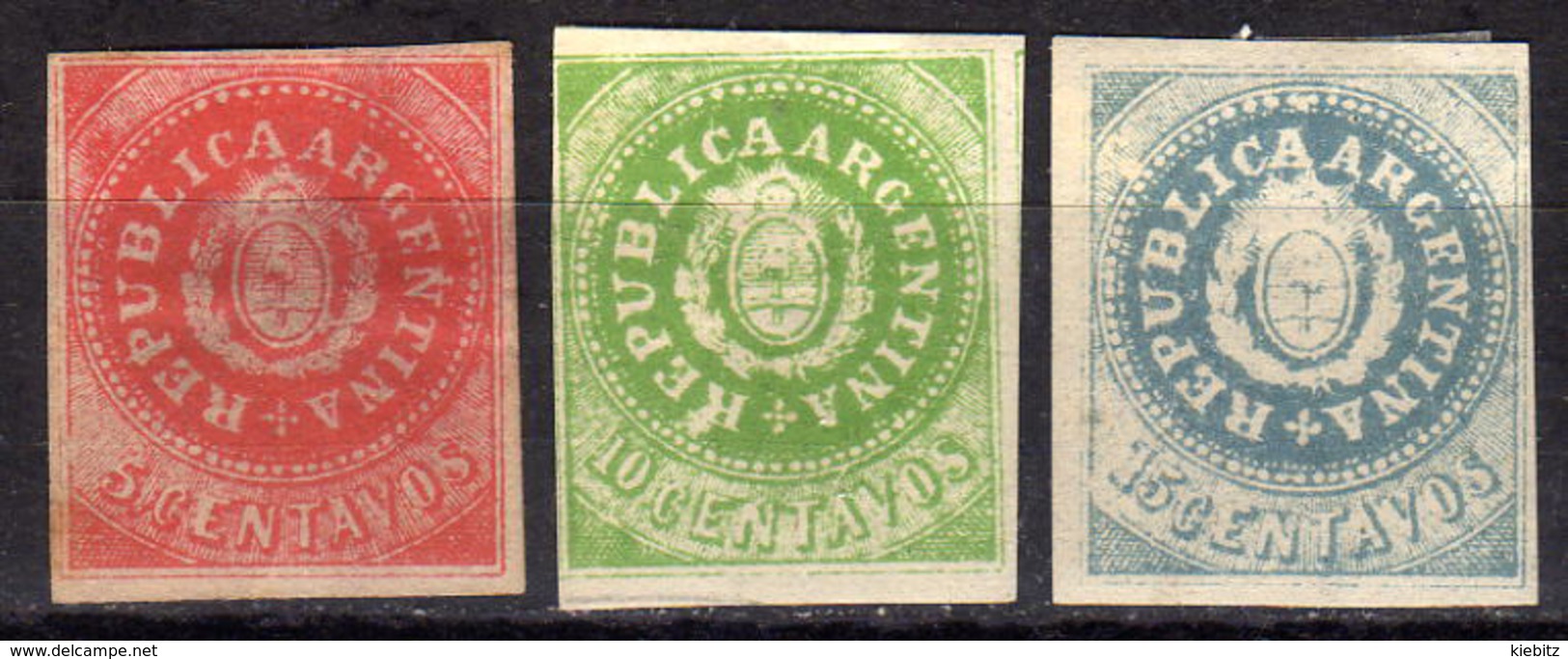 ARGENTINIEN 1862 - MiNr: 5 - 7  * / MLH - Unused Stamps