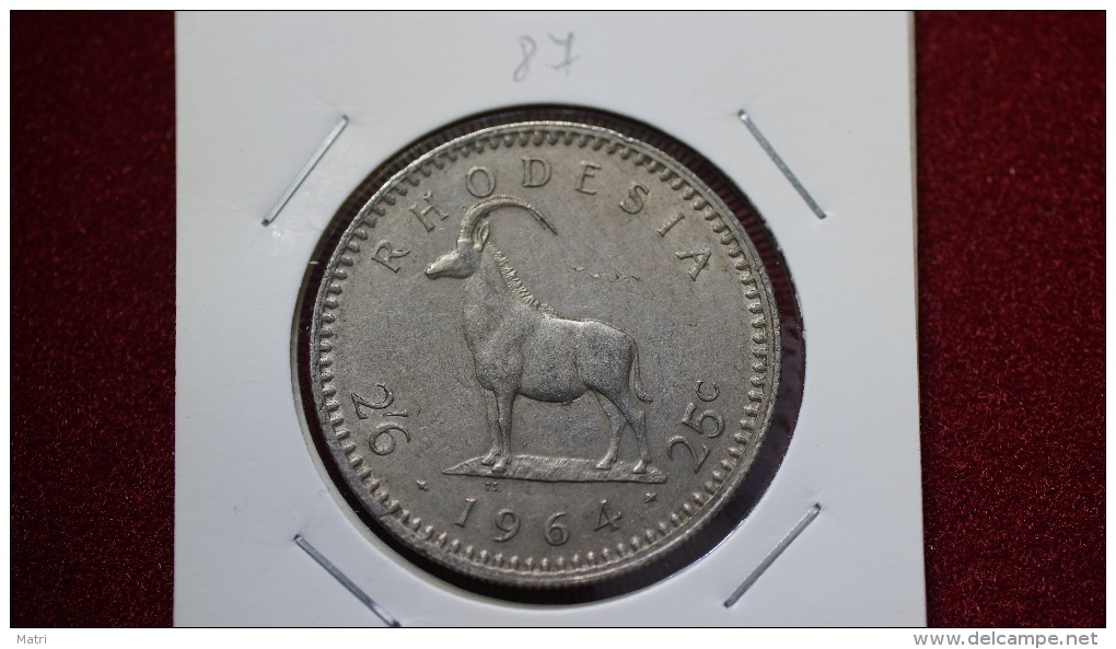 Rhodesia 2-1/2 Shillings = 25 Cents  1964 Km#4 (inv 00087) - Rhodesien