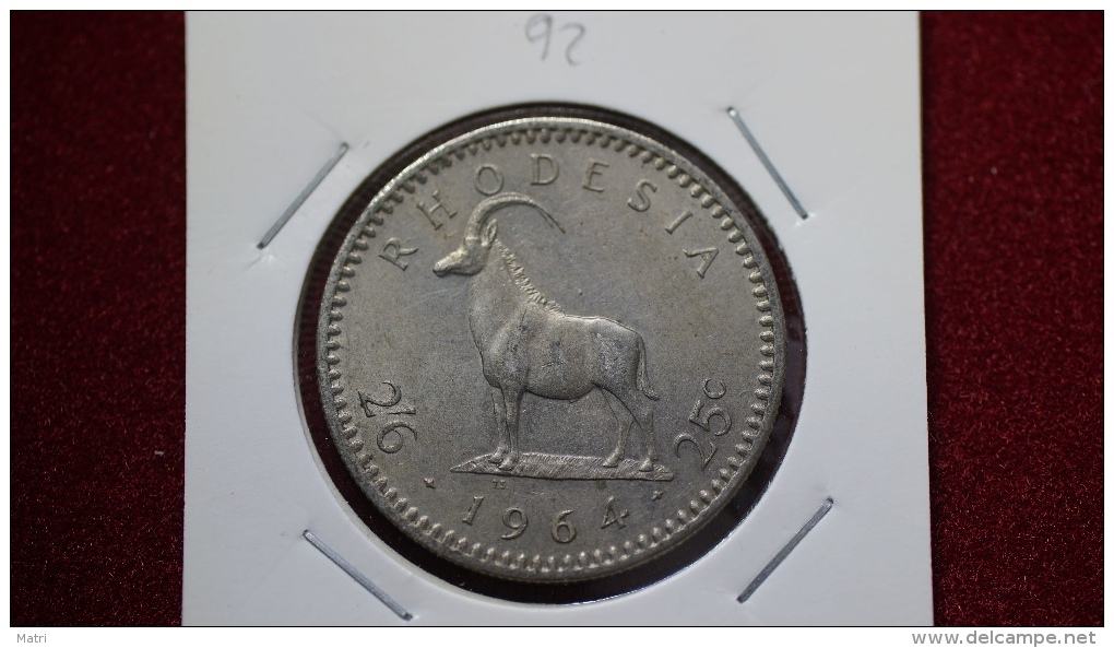 Rhodesia 2-1/2 Shillings = 25 Cents  1964 Km#4 (inv 00092) - Rhodesia