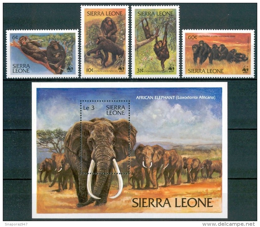 1983 Sierra Leone Scimmie Monkeys Elefanti Elephants Set MNH** Rr22 - Elefanti