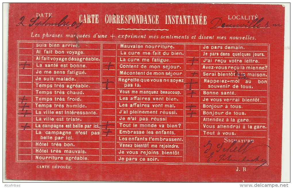 Theme Voeux Cpa Carte Correspondance Instantanee Nouvelles Preimprimées  A Cocher Postee Dauville 1909 - Noces