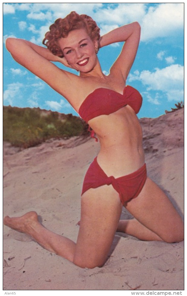 Beautiful Woman Red Bikini Pin-up, C1960s Vintage Postcard - Pin-Ups