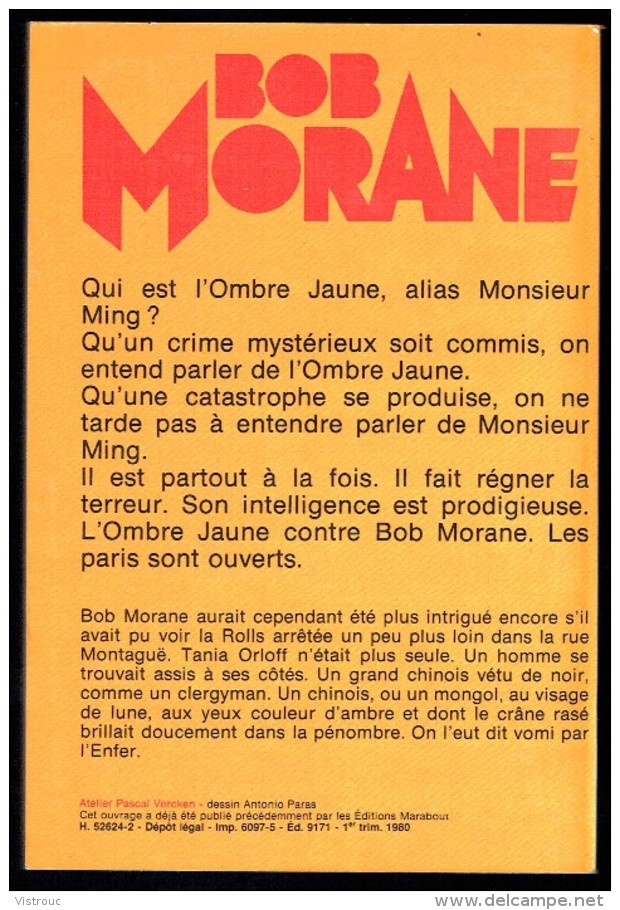 " BOB MORANE: L'Ombre Jaune " De Henri VERNES - N° 24 - Librairie Des Champs Elisées - Paris - 1980 . - Belgische Schrijvers