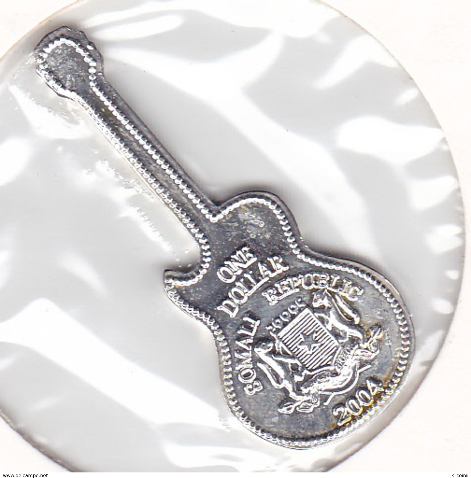 Somalia 1 Dollar Silver 2004 Guitar - UNC - Somalia