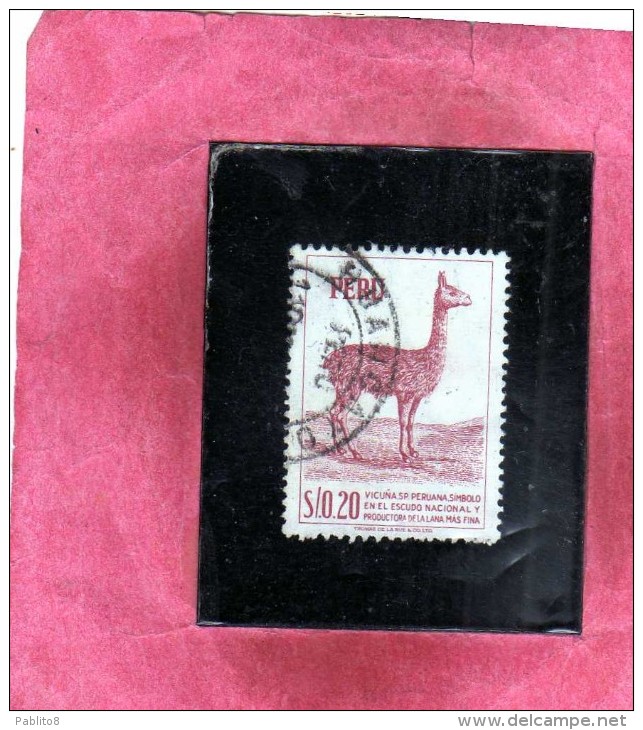 PERU´ 1952 1953 FAUNA ANIMALS ANIMAL VICUNA ANIMALI ANIMALE VIGOGNA CENT. 40 40c USATO USED OBLITERE´ - Peru