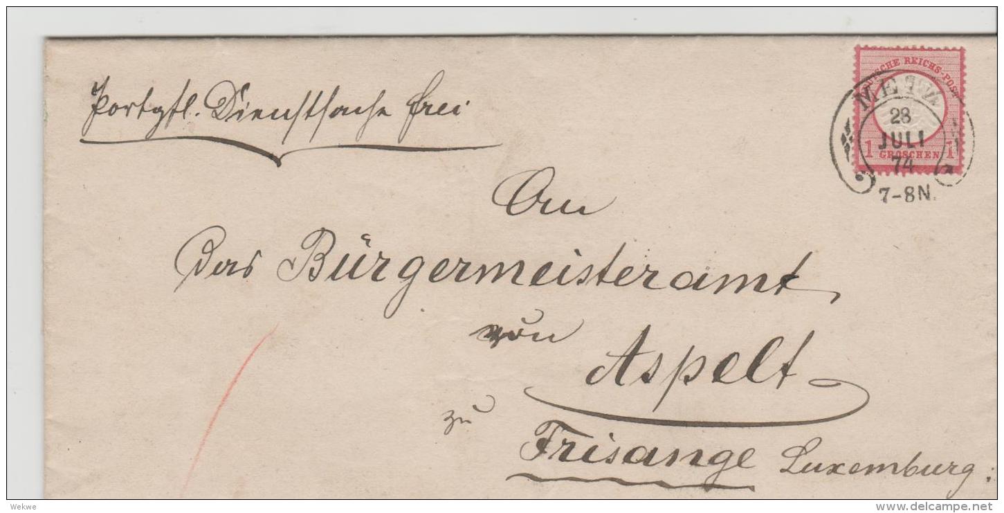 EL108 / Metz, Hufeisenstempel Auf Brief,   28. Juli 1874 Auf Portopflichtiger Dienstsache Nach Luxemburg - Sonstige & Ohne Zuordnung