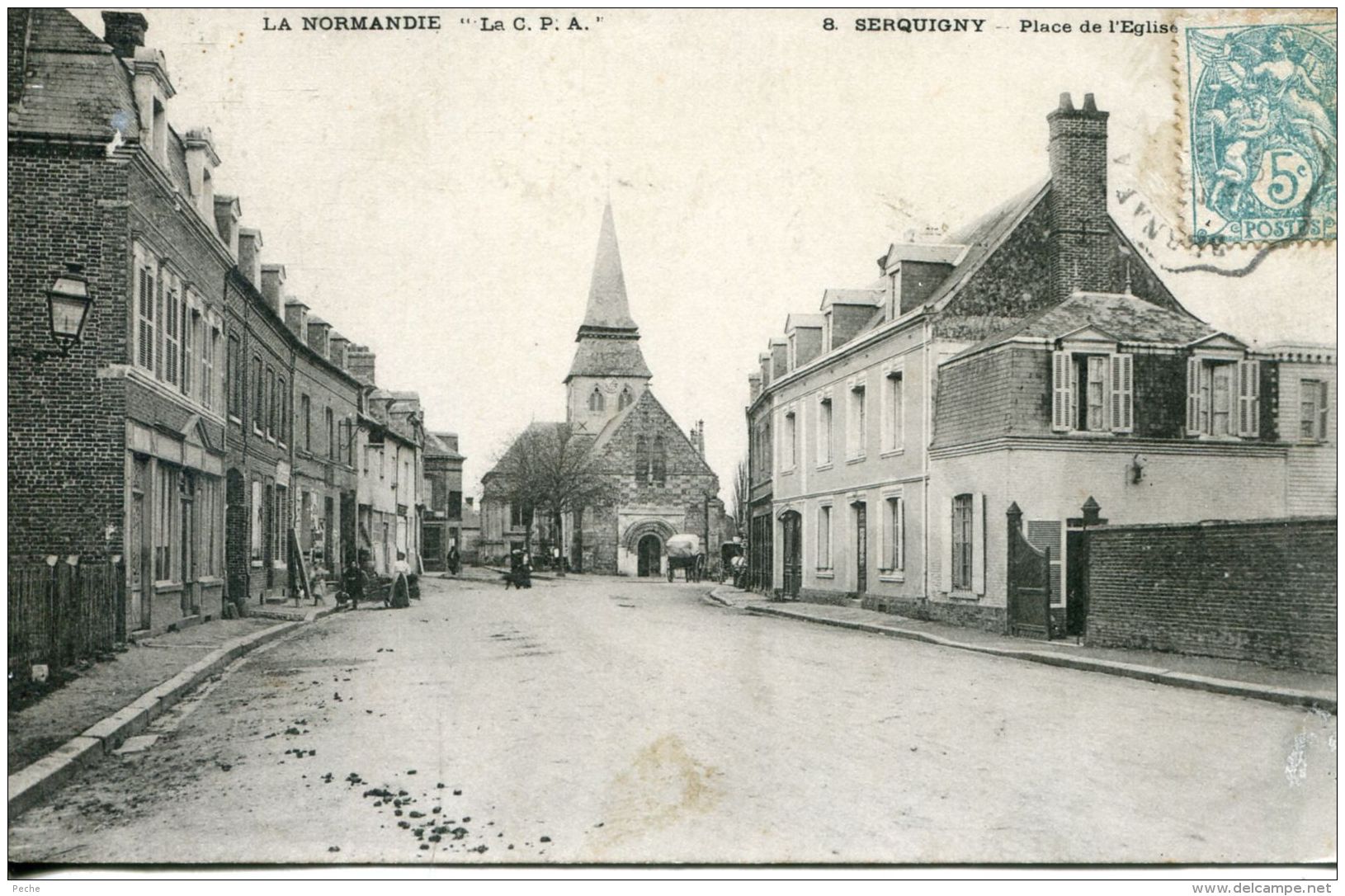 N°51541 -cpa Serquigny -place De L'église- - Serquigny