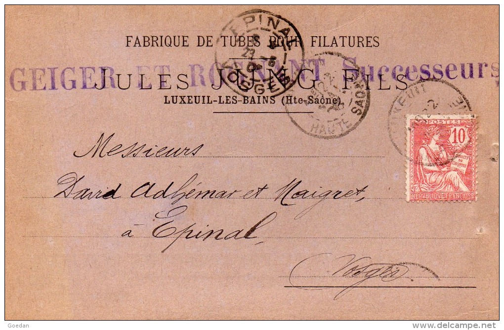 FONTAINE LES LUXEUIL - 3 Cartes Différentes 1902 Et 1903 De BARBIER Et GUNTHER + Son Successeur GEIGER Et ROGNANT - Autres & Non Classés