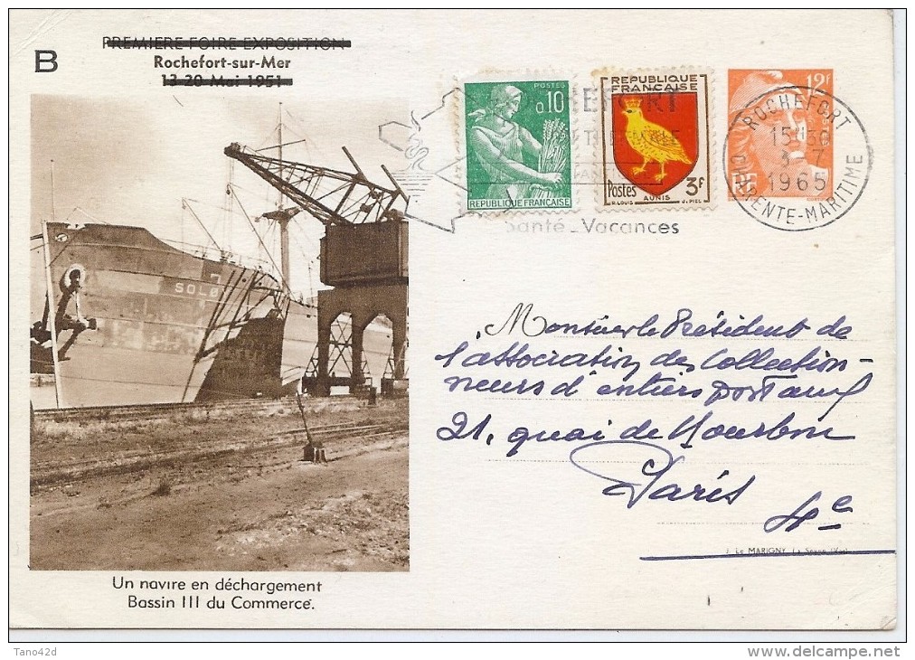 CTN45- EP CP GANDON 12fr TSC ROCHEFORT CIRCULEE - Standard Postcards & Stamped On Demand (before 1995)