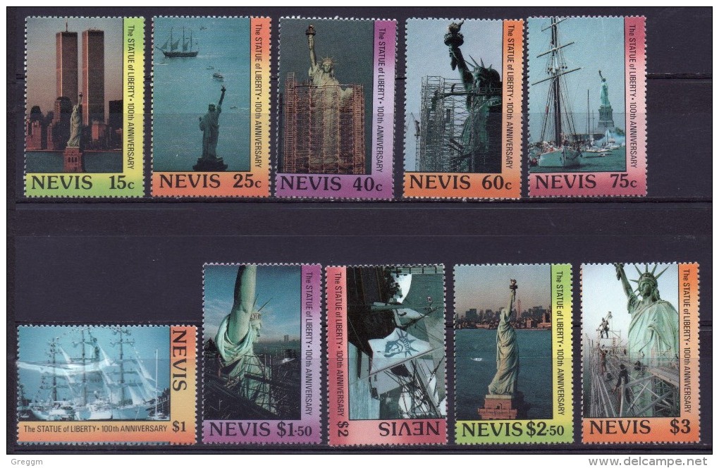 Nevis Complete Set Of Stamps Issued To Celebrate The 100th Anniversary Of The Statue Of Liberty. - St.Kitts And Nevis ( 1983-...)