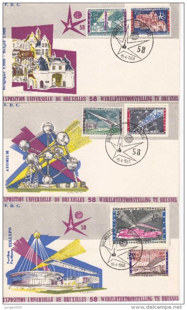 België, Nr 1047/1052, FDC, Expo 58 (07788) - 1958 – Bruxelles (Belgio)