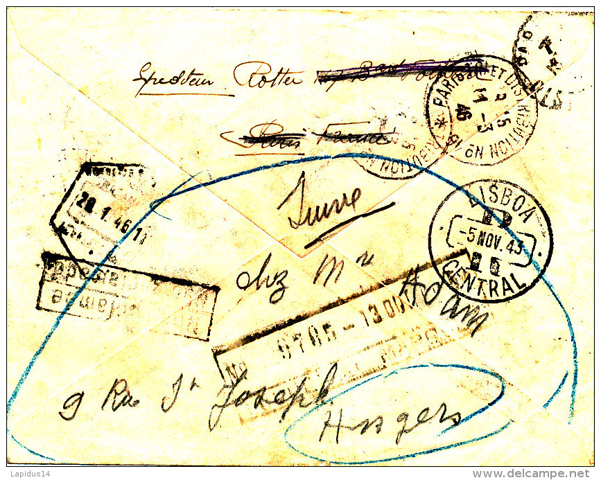 FRANCE  LETTRE RECOMMANDEE DE 1943 AVEC CENSURE EXPO PHILATELIQUE PARIS LA POSTE AERIENNE - Lettres & Documents