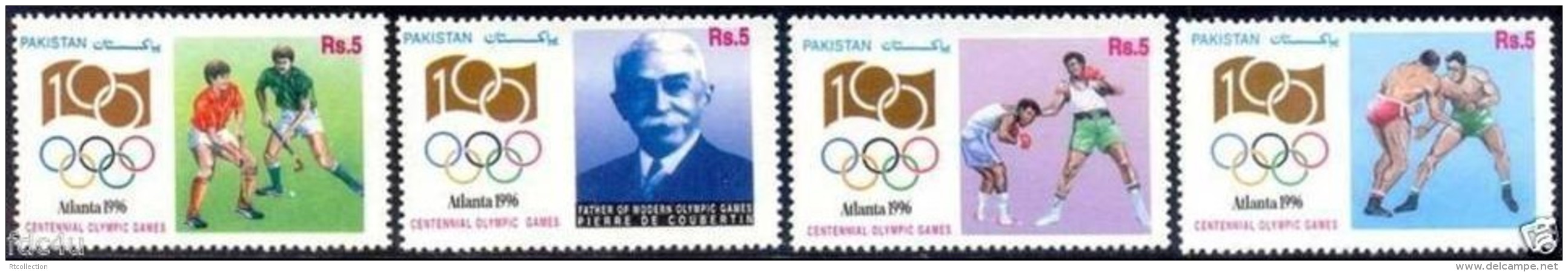 Pakistan 1996 Summer Atlanta Olympic Games Olympics Hockey Wrestling Boxing Sports Stamps MNH SG 1002-1005 - Pakistan