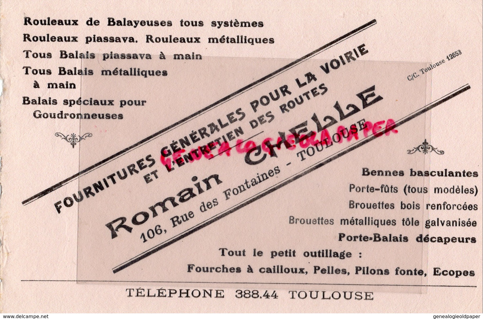 31 - TOULOUSE - BUVARD ROMAIN CHELLE-106 RUE DES FONTAINES- FOURNITURES POUR LA VOIRIE ET ROUTES - Automobile