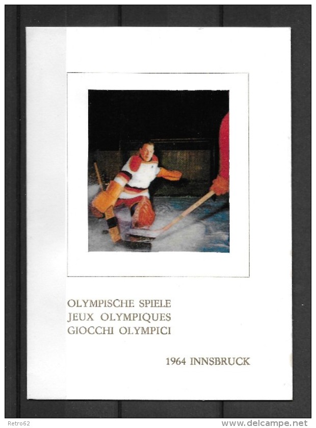 OLYMPISCHE SPIELE 1964 INNSBRUCK &#8594; Wunderschöne Gedenkausgabe Mit Foto Und Kompl.Satz - Lettres & Documents