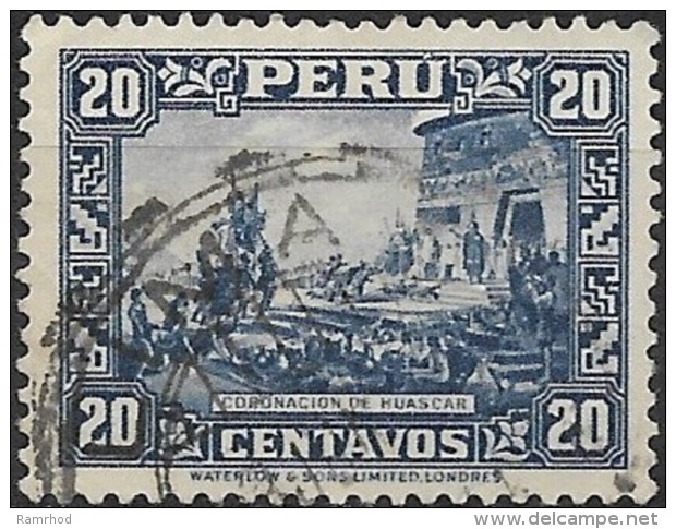 PERU 1934 Coronation Of Huascar -  20c. - Blue  FU - Peru